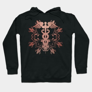 Abstract Floral Caduceus - Pink Hoodie